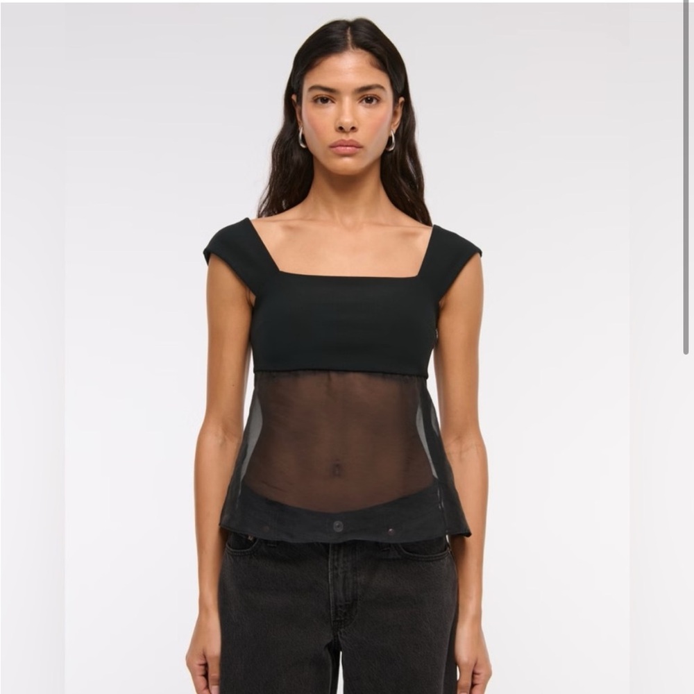 Abercrombie & Fitch Sheer Black Babydoll Top